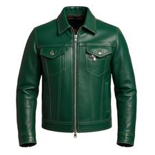 Giacca uomo verde vera pelle