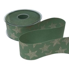 Nastro VELLUTO DOPPIO stampa STELLE 40 mm x 10 mt Col. 19 VERDE SALVIA 14XU