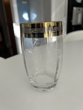 Bicchieri acqua fiori bordo oro cristallo inciso veneziano x 12 ottime condizioni