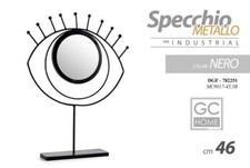 SPECCHIO DA TAVOLO 46cm OCCHIO NERO BAGNO BEAUTY TRUCCO METALLO CLASSICO MODERNO