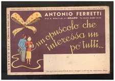 Opuscolo Pubblicitario con Cartolina Antonio Ferretti Milano Listino Mobili