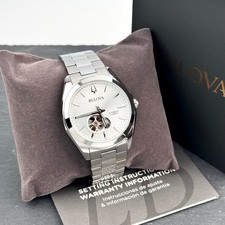 Orologio Uomo Bulova Surveyor Quadrante Scheletro Bianco Acciaio Inox Automatico 96A274