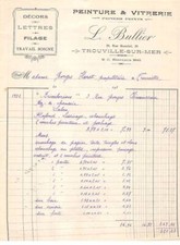 Fattura.AM19919.Honfleur.1932.L Bullier.Pittura.Vetreria.Papier Peint.Decori