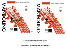 OFFERTA di 2 MUTE SET CORDE PER MANDOLINO GALLI STRINGS G1420 BRONZE WOUND LIGHT