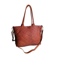 Tote Bag in Vera Pelle Intrecciata Sauvage Stile Vintage STOCK SS212 Italy