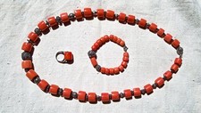 Collana antica Corallo con Bracciale e Anello 
