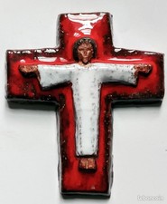 Croix Crucifix Céramique 60's