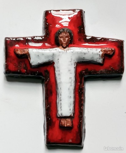 Croix crucifix céramique - crucifix, 60's