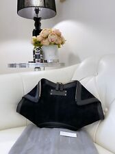 Alexander Mcqueen De Manta borsa donna pochette in pelle scamosciata suede nero