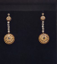 Orecchini con diamanti antichi vittoriani in oro giallo 18 kt