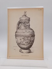 Stampa anni '60 Modello Arte Classica Vaso Etrusco - Scultura Romana - Testa Leo