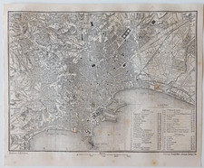 Stampa antica  Napoli Campania mappa con legenda xilografia originale 1861
