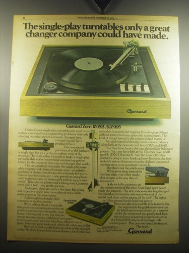 Pubblicità giradischi garrard - giradischi,