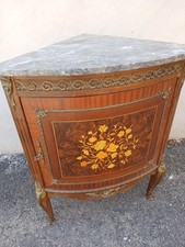 ANGOLIERA LEGNO DI MOGANO CON DECORI IN BRONZO E PIANO MARMO - 1940 EMILIA