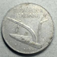 Italy lire 1954 - 10, km#93