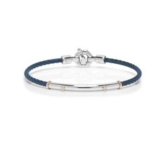 Bracciale uomo BARAKA BR332181RODB210005 oro rosa blu PVD diamanti bianchi