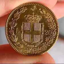 UMBERTO I 20 LIRE 1882 ECCEZIONALE FALSO DA STUDIO DORATO PREGEVOLE MANIFATTURA