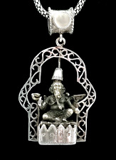 SPETTACOLARE CIONDOLO DI GANESH IN BRONZO CON MONTATURA E CATENA IN ARGENTO.