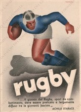 Federazione italiana RUGBY Mancioli Achille Starace TIMBRO RARA Cartolina