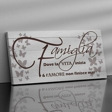 Quadro shabby chic con frase sulla Famiglia |Q1205| Stampa su Tela shabby chic