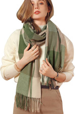 Sciarpa Tartan Donna Inverno,Lungo Oversize Scialle in Cashmere Ombre Pashmina S