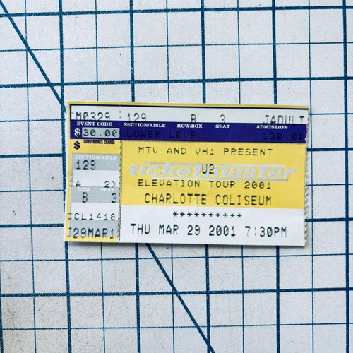 Elevation tour 2001 ticket - u2,