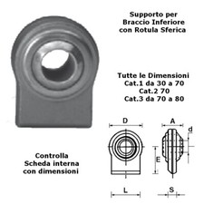 Supporto per Braccio Inferiore con Rotula Sferica cat. 1 2 3 con base da 30 a 80
