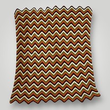 Coperta Vintage Zig Zag Chevron Lancio Uncinetto Marrone Arancione Verde Bianco 50" x 45"
