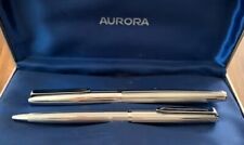 Parure penna stilografica + biro Aurora 98 metallo argentato full set no 88