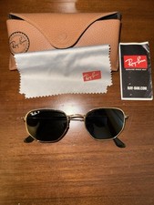 Occhiali da sole uomo Ray Ban Hexagonal Calibro 51 Montatura Oro Con Lenti Vedi