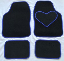 TAPPETINI AUTO NERI CON TALLONE CUORE BLU PER CITROEN C1 C2 DS3 C3 PICASSO DS4 C4