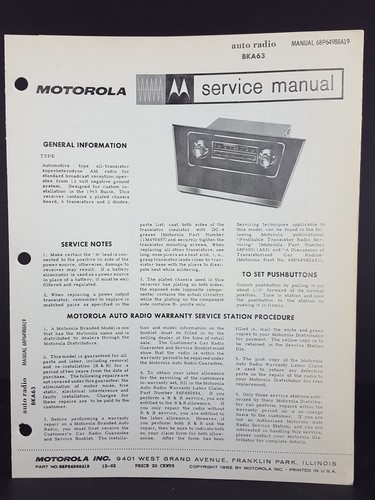 Motorola 1963 buick autoradio - 1963,