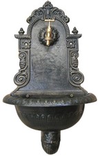 FONTANA IN GHISA DA PARETE PANTHEON CON RUBINETTO VERDE/GRIGIA ESTERNO INTERNO