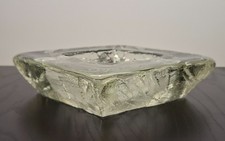 Splendido Grande Posacenere Vetro Effetto Ghiaccio Italia Anni "70