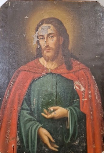 Dipinto olio tela gesù - olio, su