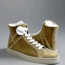 HOGAN Sneackers REBEL HIGH TOP Polacco Basso Tessuto/Vacchetta Beig Color 35 UK3