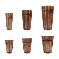 Fioriera a botte in legno con