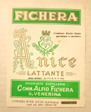 Etichetta ANICE LATTANTE PREMIATE DISTILLERIE FICHERA - Santa VENERINA CATANIA 