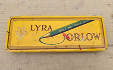 Vintage scatola in latta pubblicitaria Lyra Orlow cromolitografica anni 50