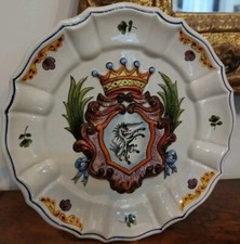 ☀Raro Piatto Ceramica maiolica Di Bassano Marchio Rarità! Stemma Araldico Drago 