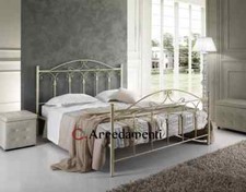 LETTO FERRO BATTUTO MODELLO LANCE LETTI MADE IN ITALY AVORIO E ORO NERO E ORO