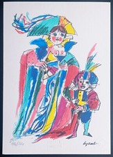 Serigrafia Emanuele Luzzati Il Carnevale quadretto regalo dama paggio arte seno
