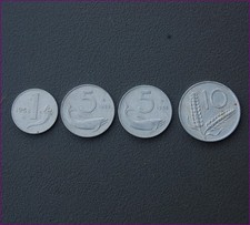 4 monete: 1 da 1 lira del 1952 2 da 5 lire del 1953 e 1955 1 da 10 lire del 1954