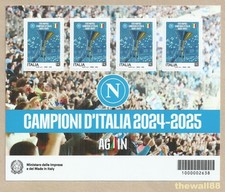 ITALIA 2025 Napoli Campione 2024/25 FOGLIETTO con 4 FRANCOBOLLI e CODICE A BARRE