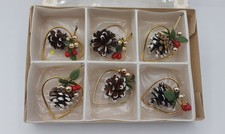 Antiche 6 Pigne Di Natale  addobbi natalizi Scatola Originale
