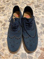 hugo boss - scarpe uomo mocassini con lacci in pelle scamosciata - blu