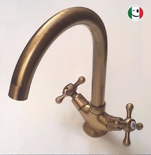 RUBINETTO MONOFORO PER LAVELLO CON CANNA A PONTE - BRONZATO BRONZO