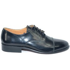 Scarpe uomo stringate classiche con mezza punta suola di vero cuoio vera pelle a