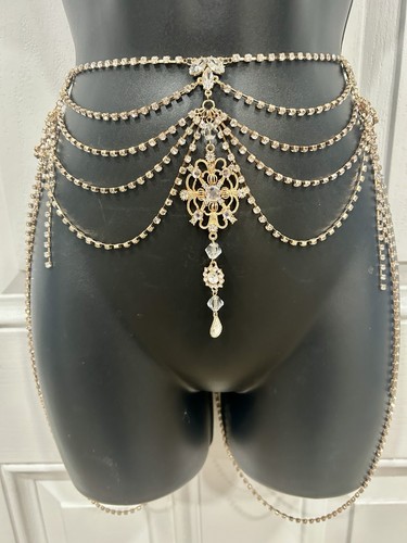 Gold rhinestone fringe - gold,