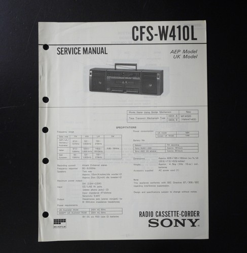 Originale sony cfs w410l - originale, radio